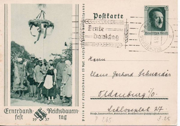 Deutsches Reich Ganzsache P265 mit SST gelaufen/ o