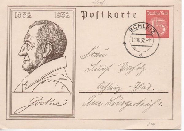 Deutsches Reich Ganzsache P214 gelaufen/ o