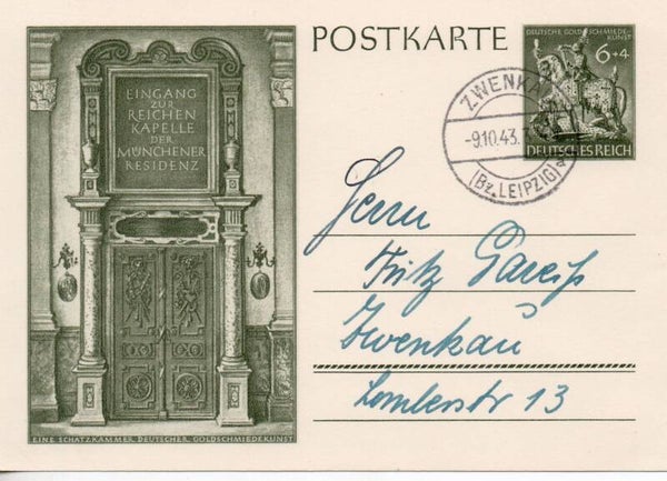 Deutsches Reich Ganzsache P296 gelaufen/ o