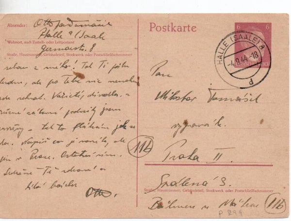 Deutsches Reich Ganzsache P299I gelaufen/ o