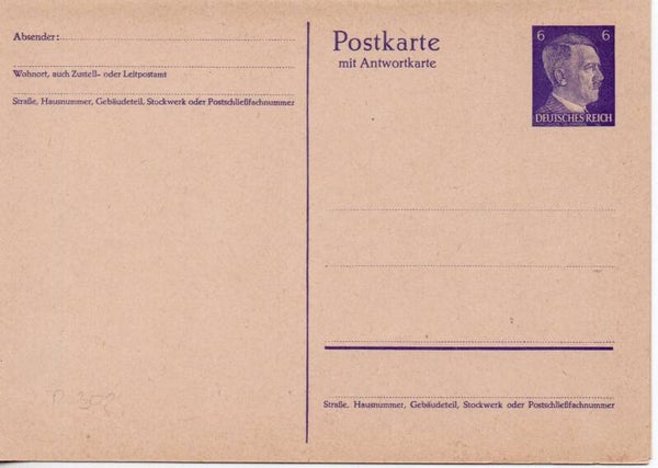 Deutsches Reich Ganzsache P302 ungebraucht/ *