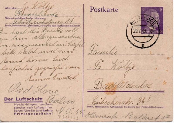 Deutsches Reich Ganzsache P312a/02 gelaufen/ o