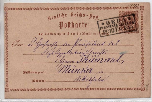Deutsches Reich Ganzsache P1 gelaufen/ o