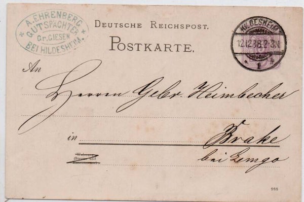 Deutsches Reich Ganzsache P18I gelaufen/ o