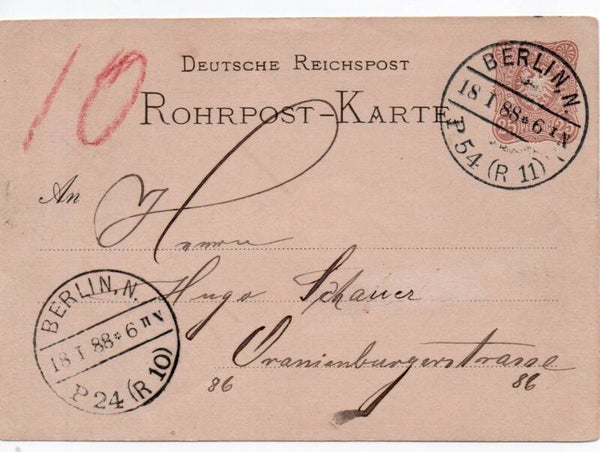 Deutsches Reich Ganzsache Rohrpost RP4A gelaufen/ o