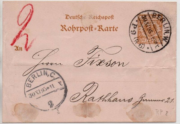 Deutsches Reich Ganzsache Rohrpost RP8 gelaufen/ o
