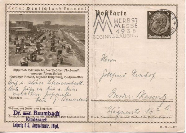 Deutsches Reich Bildpostkarte P236/ 36-71-1-B7 gelaufen/ o