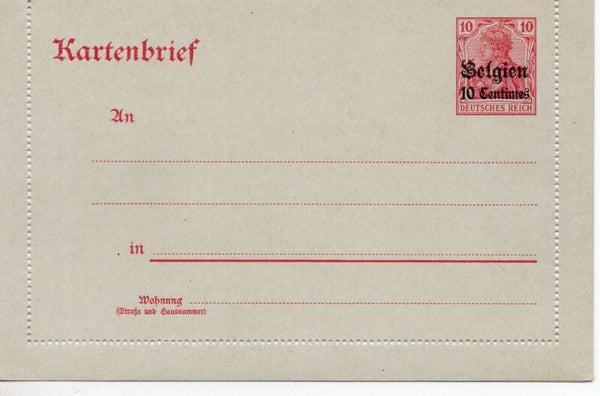 Deutsches Reich Besetzung Ganzsache Belgien Nr. K1 ungebraucht/ *