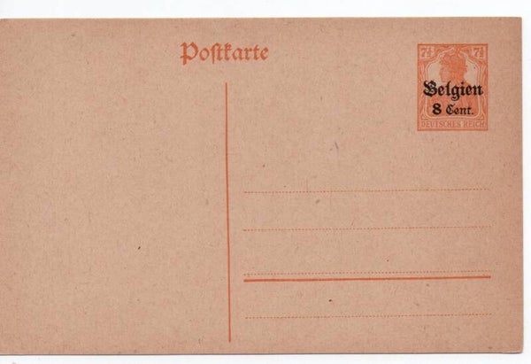 Deutsches Reich Besetzung Ganzsache Belgien Nr. P10 II ungebraucht/ *