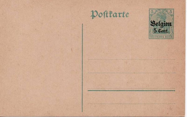 Deutsches Reich Besetzung Ganzsache Belgien Nr. P6 ungebraucht/ *