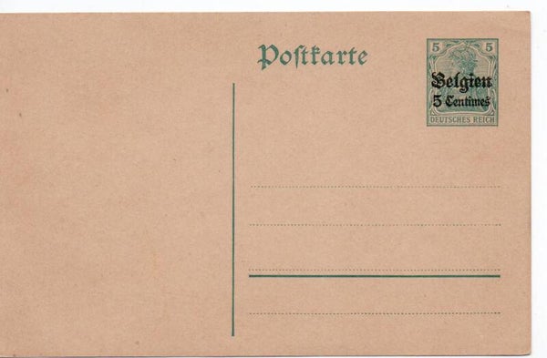 Deutsches Reich Besetzung Ganzsache Belgien Nr. P1 ungebraucht/ *