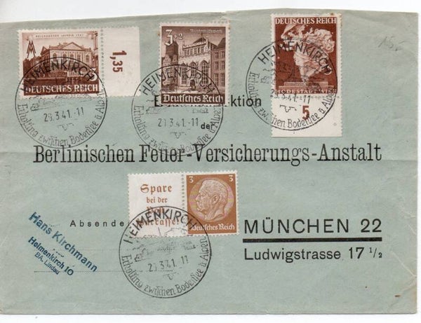 Deutsches Reich Brief mit Nr. 751,764,768 und W79 mit SST gelaufen/ o