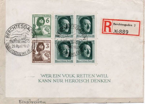 Deutsches Reich Brief mit Nr. 643, 644 und Block 7 mit SST gelaufen/ o