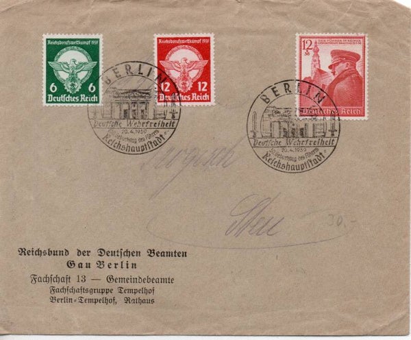 Deutsches Reich Brief mit Nr. 689-691 mit SST gestempelt/ o
