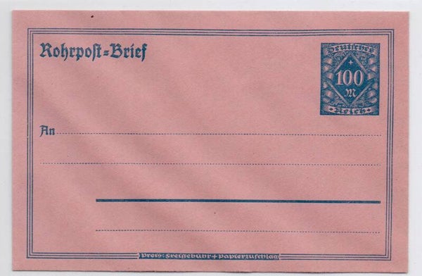 Deutsches Reich Ganzsache Rohrpost Nr. RU11 ungberaucht/ *
