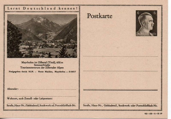 Deutsches Reich Bildpostkarte P305/ 42-10-1-B19 ungebraucht/ *