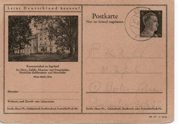 Deutsches Reich Bildpostkarte P307/ 42-27-1-B25 gelaufen/ o