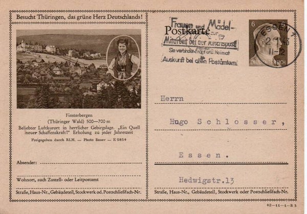Deutsches Reich Bildpostkarte P305/ 42-11-1-B3 gelaufen/ o