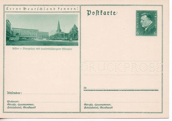 Deutsches Reich Bildpostkarte P202/ 012 Druckprobe ungebraucht/ *