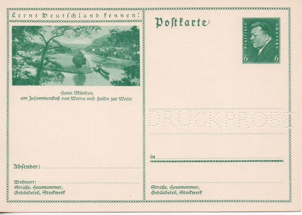 Deutsches Reich Bildpostkarte P202/ 019 Druckprobe ungebraucht/ *