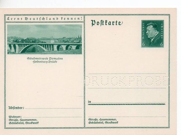Deutsches Reich Bildpostkarte P202/ 044 Druckprobe ungebraucht/ *