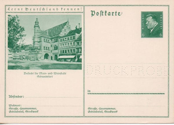 Deutsches Reich Bildpostkarte P202/ 049 Druckprobe ungebraucht/ *