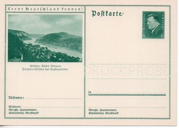 Deutsches Reich Bildpostkarte P202/ 055 Druckprobe ungebraucht/ *
