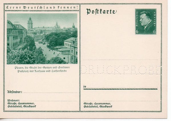 Deutsches Reich Bildpostkarte P202/ 072 Druckprobe ungebraucht/ *