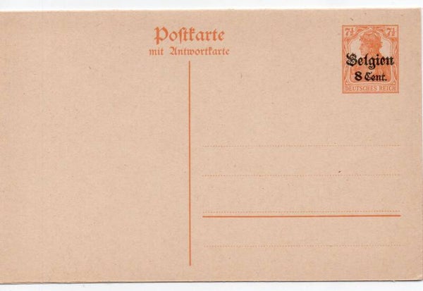 Deutsches Reich Besetzung Ganzsache Belgien Nr. P12 I ungebraucht/ *