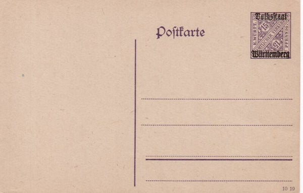 Württemberg Ganzsache Nr. DP51 ungebraucht/ *