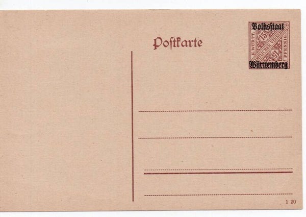 Württemberg Ganzsache Nr. DP52 ungebraucht/ *