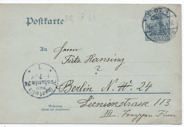 Deutsches Reich Ganzsache Nr. P63X gelaufen/ o