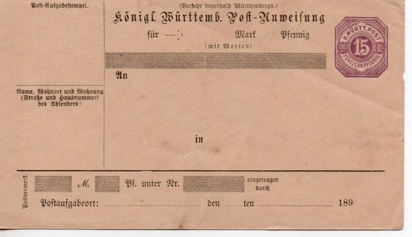 Württemberg Ganzsache Nr. AU42 ungebraucht/ *