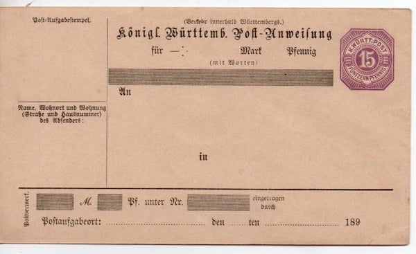 Württemberg Ganzsache Nr. AU42 ungebraucht/ *