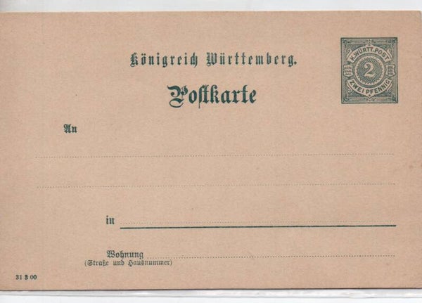 Württemberg Ganzsache Nr. P41 ungebraucht/ *