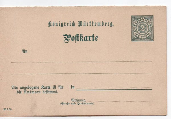 Württemberg Ganzsache Nr. P42 ungebraucht/ *