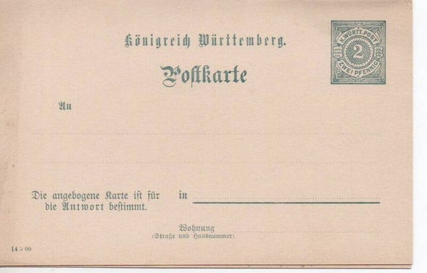 Württemberg Ganzsache Nr. P42 ungebraucht/ *