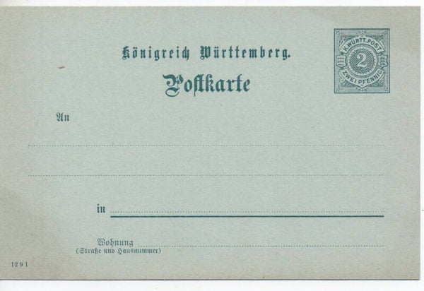 Württemberg Ganzsache Nr. P43 ungebraucht/ *