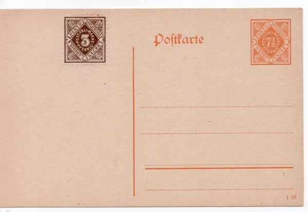 Württemberg Ganzsache Nr. DP14/ 04 mit ZuF ungebraucht/ *