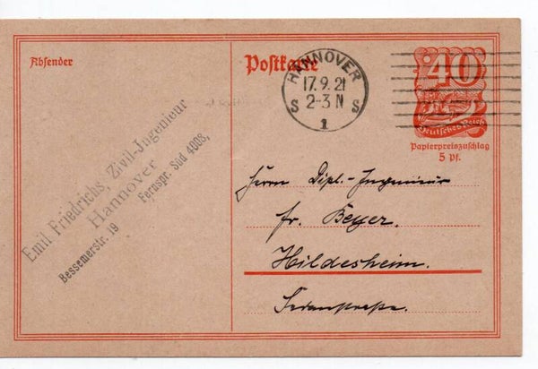 Deutsches Reich Ganzsache P141 I gelaufen/ o