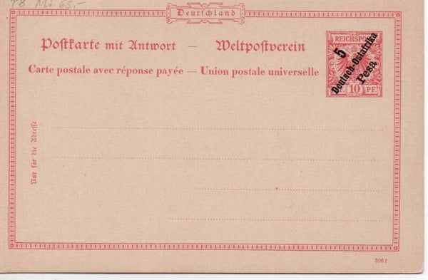 Deutsch Ostafrika Ganzsache P8 ungebraucht/ *