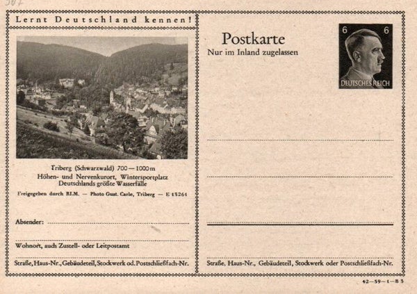 Deutsches Reich Bildpostkarte P307/ 42-39-1-B3 ungebraucht/ *