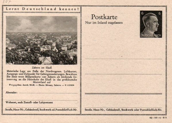 Deutsches Reich Bildpostkarte P307/ 42-39-1-B5 ungebraucht/ *