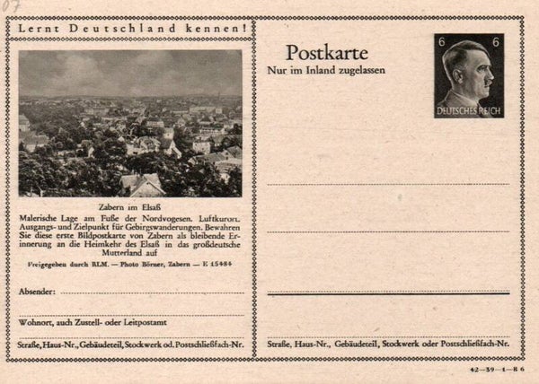 Deutsches Reich Bildpostkarte P307/ 42-39-1-B6 ungebraucht/ *