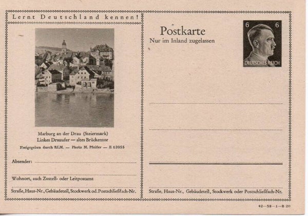 Deutsches Reich Bildpostkarte P307/ 42-38-1-B20 ungebraucht/ *