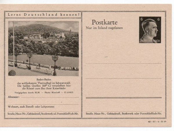 Deutsches Reich Bildpostkarte P307/ 42-37-1-B19 ungebraucht/ *