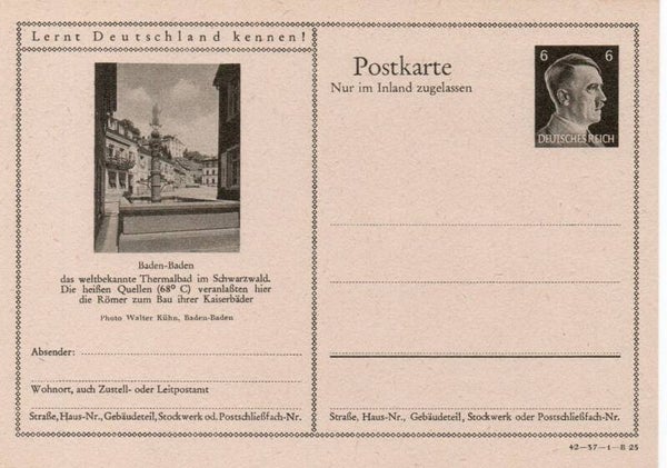 Deutsches Reich Bildpostkarte P307/ 42-37-1-B25 ungebraucht/ *