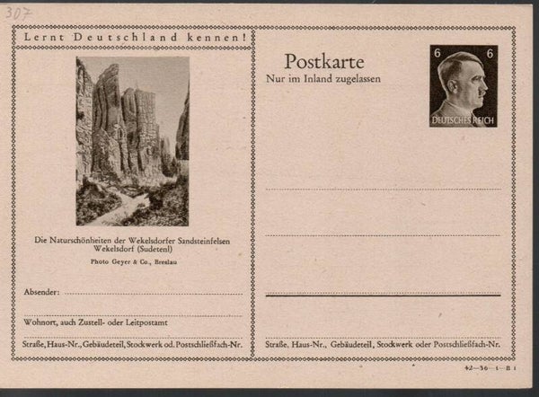 Deutsches Reich Bildpostkarte P307/ 42-36-1-B1 ungebraucht/ *