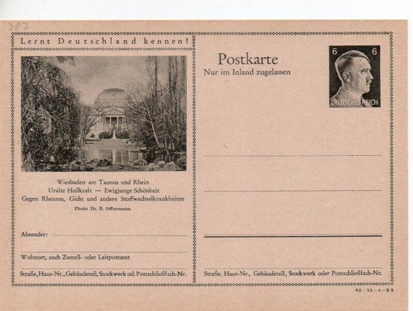 Deutsches Reich Bildpostkarte P307/ 42-33-1-B9 ungebraucht/ *