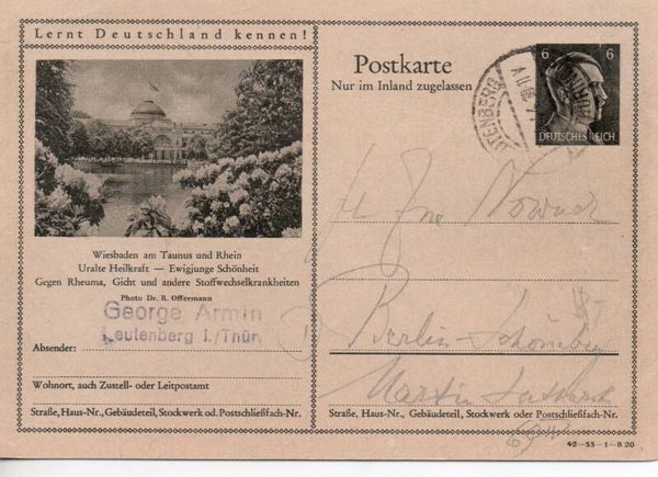 Deutsches Reich Bildpostkarte P307/ 42-33-1-B20 gelaufen/o